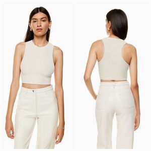Aritzia Ribbed Cropped Tank Top in Off-White